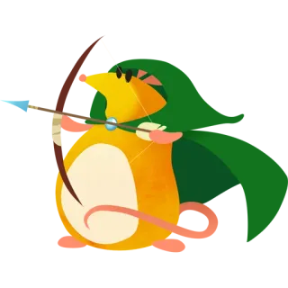 🏹 弓箭手, 动物, 可爱, 箭, 弓, 仓鼠, 卡通 telegram sticker
