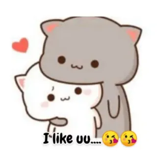 ❤️ I like uu..... cat, love, cute, affection, heart whatsapp sticker