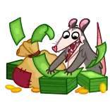 💸 주머니쥐, 돈, 현금, 재산, 만화, 스티커 whatsapp sticker