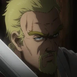 ⚔️ Thorkell Vinland Saga Anime, Guerrier, Blond, Viking, Hache, Bataille telegram sticker