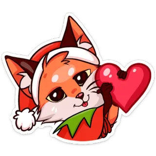 ❤️ renard, mignon, coeur, animal, dessin animé, autocollant, amour, elfe telegram sticker