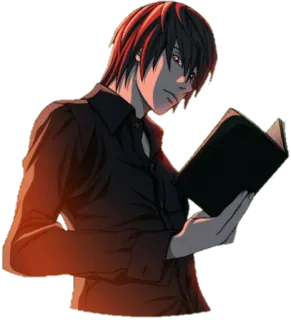 📖 Light Yagami Death Note Anime, Personaggio, Manga, Death Note, Light Yagami, Libro, Lettura telegram sticker