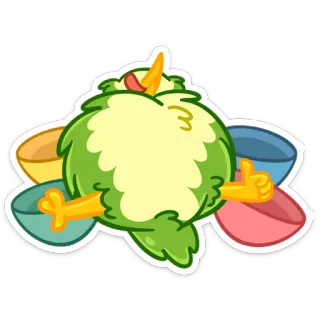 👍 adesivo, pássaro, desenho animado, verde, amarelo, fofo telegram sticker