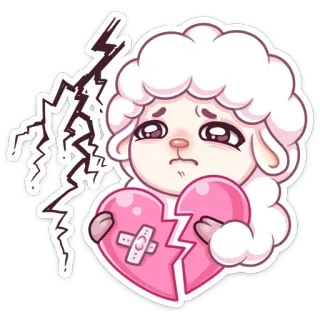 💔 овца, разбитое сердце, грустный, стикер, молния telegram sticker