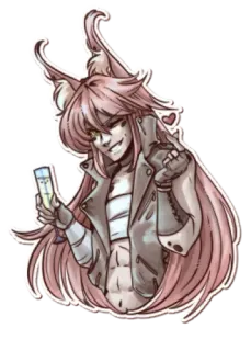 🤩 Anime, Manga, Catgirl, Charakter, Illustration, Kunstwerk, Digitale Kunst, Pinke Haare telegram sticker