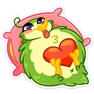 ❤️ pássaro, adesivo, fofo, coração, amor, almofada, desenho animado telegram sticker
