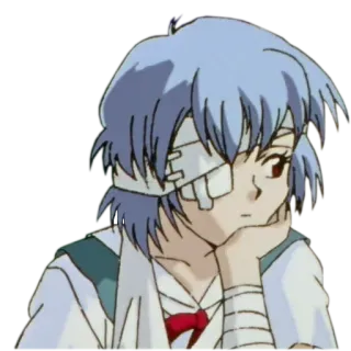 🌊 Rei Ayanami Neon Genesis Evangelion Anime, Rei Ayanami, Evangelion, Vendajes, Herido/a, Triste, Manga whatsapp sticker