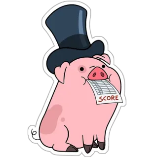 🤠 SCORE pig, cartoon, sticker, animal, top hat telegram sticker