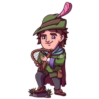 🎸 bardo, lira, medieval, fantasia, músico, Robin Hood telegram sticker