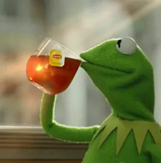 🍷 Kermit Kermit la Rana, tè, meme, sorseggiando, burattino telegram sticker