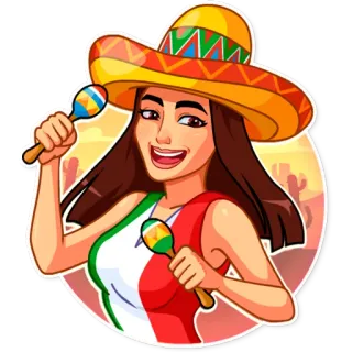🇲🇽 mexicano, mujer, sombrero, maracas, cultura, fiesta, celebración, festejo whatsapp sticker