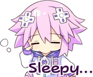 😪 Sleepy... sonolento, anime, fofo, roxo, personagem whatsapp sticker