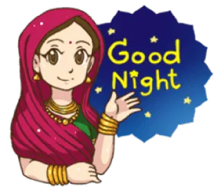 ❤️ Good Night boa noite, mulher, tradicional, estrelas, saudação telegram sticker