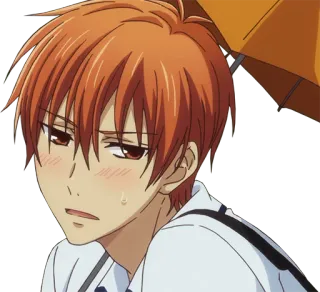 😒 Kyo Sohma Fruits Basket Anime, Manga, Tóc cam, Má hồng, Mồ hôi, Kyo Sohma, Fruits Basket telegram sticker