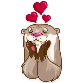🥰 rái cá, tình yêu, trái tim, dễ thương, động vật, hoạt hình telegram sticker