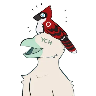 🎩 YCH 鳥, 赤, 動物, ステッカー, ショウジョウコウカンチョウ, アヒル telegram sticker