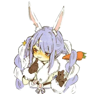 😏 Anime, Coelho, Garota, Coelho, Cenoura, Ilustração telegram sticker
