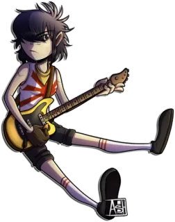 🎸 personaggio, sole nascente, chitarra, musicista, cartone animato telegram sticker