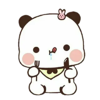 🐼 mignon, panda, dessin animé, nourriture, kawaii, animal whatsapp sticker