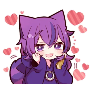 🥰 Anime, Dessin animé, Fille, Mignon, Kawaii, Coeurs telegram sticker