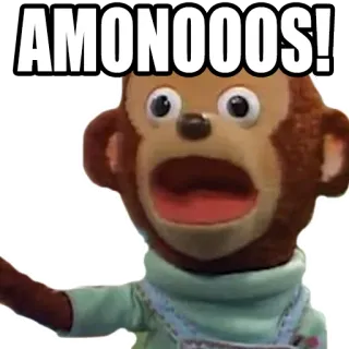 👋 AMONOOOS! monkey, puppet, funny, shocked, meme telegram sticker