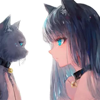 👀 anime, cat girl, neko, cat, anime girl, fantasy, cartoon telegram sticker