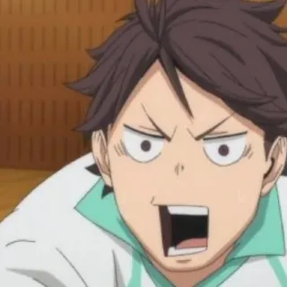 🦉 Oikawa Tooru Haikyuu!! аниме, Haikyuu, Оикава, Оикава Тоору, в шоке, выражение лица, мультфильм telegram sticker