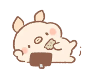 😌 หมู, การ์ตูน, สัตว์, คาวาอิ, น่ารัก, แล็ปท็อป, ขนม telegram sticker