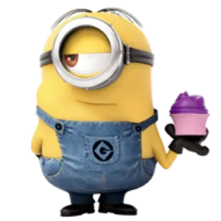 🍰 Minion Hoạt hình, Màu vàng, Dễ thương, Hài hước, Bánh cupcake whatsapp sticker