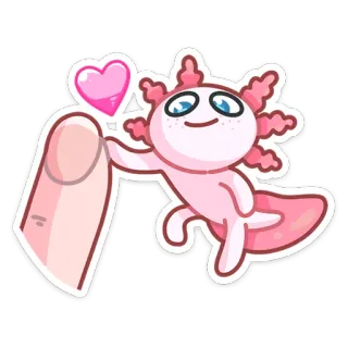 ❤️ axolotl, mignon, cœur, rose, animal, autocollant, doigt whatsapp sticker