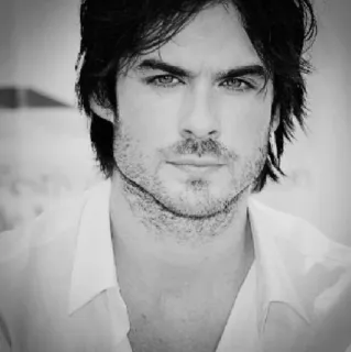 ⚫️ Ian Somerhalder 俳優, 有名人, 男性, ポートレート, 白黒, 目 telegram sticker