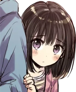 🤨 Аниме, Манга, Девушка, Милая, Застенчивая, Иллюстрация telegram sticker