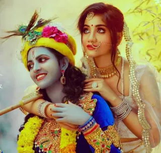 🥰 Krishna Krishna, Hinduism, religion, Indian culture, traditional clothing, gods telegram sticker