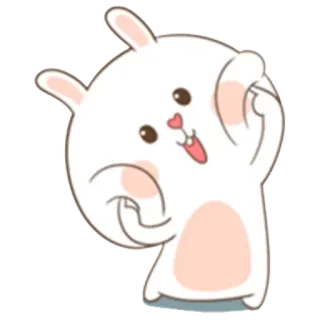 😊 conejo, lindo, animal, pegatina, dibujo animado, conejo whatsapp sticker
