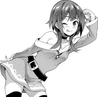 😜 Megumin KonoSuba อนิเมะ, มังงะ, การ์ตูน, ผู้หญิง, ขยิบตา, น่ารัก, Konosuba telegram sticker