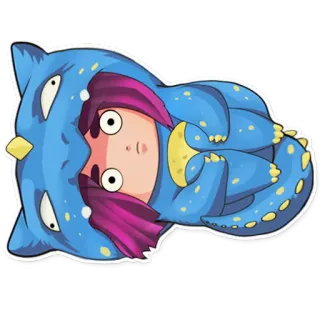 😐 Dessin animé, Personnage, Bleu, Animal, Mignon whatsapp sticker