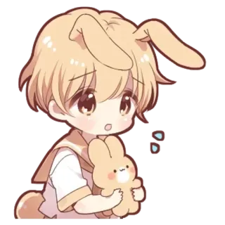 🌟 Anime, Dibujos animados, Conejo, Lindo, Kawaii telegram sticker