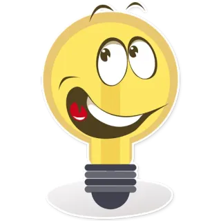 😀 Ampoule, Dessin animé, Émoji, Illustration, Idée, Personnage ampoule, Smiley telegram sticker