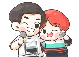 😉 dễ thương, hoạt hình, micro, ca hát, kawaii, bạn bè telegram sticker