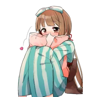🌸 Anime, Garota, Fofa, Pijama, Almofada telegram sticker