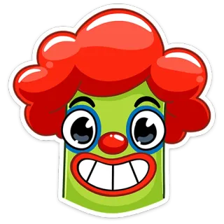 🤡 광대, 만화, 일러스트, 스티커, 빨간 머리, 웃긴, 얼굴 telegram sticker