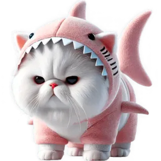 ☹️ kat, haai, schattig, dier, huisdier, kitten, grappig, kostuum telegram sticker
