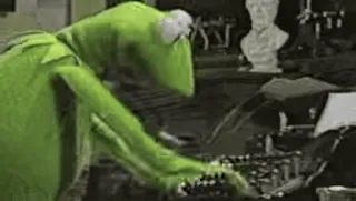 📝 Kermit Кермит лягушонок, печатает, мем, Маппеты telegram sticker