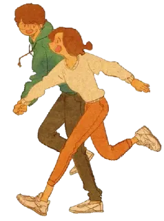 ☹️ couple, course, heureux, joyeux, amour, relation whatsapp sticker