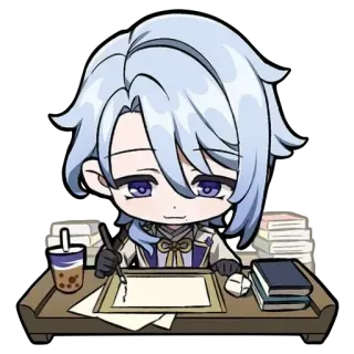 ✏️ Kamisato Ayato Genshin Impact genshin impact, kamisato ayato, chibi, animé, jeu, dessin, bureau whatsapp sticker
