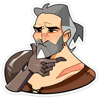 ⭐ sticker, character, gray hair, wounded telegram sticker