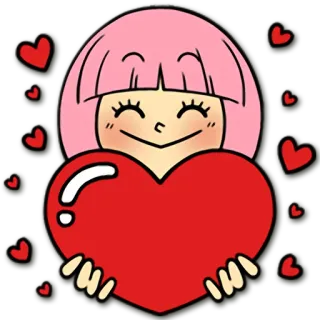 ❤ love, heart, cartoon, cute, girl telegram sticker