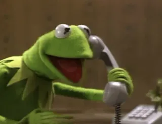 ☎️ Kermit the Frog カーミット, カエル, マペッツ, 電話, おしゃべり, 緑 telegram sticker