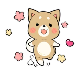 😃 собака, милый, сиба ину, мультфильм, животное, кавай, стикер telegram sticker