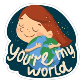 ❤ You're my world ziemia, miłość, planeta, dziewczyna, przytulanie telegram sticker